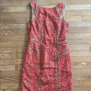 Coral & tan dress